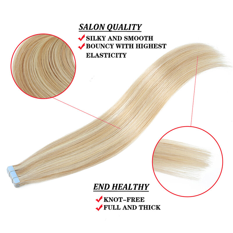 Tape In Hair Extensions Human Hair Real Natural Hair European Straight Blonde Skin Weft Adhesives Remy Hair Extension 2.0G/PC