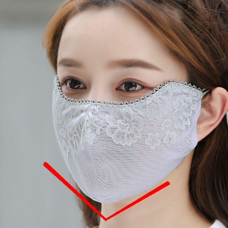 Máscara de protetor solar floral para mulheres, ciclismo, proteção uv respirável, tipo de orelha suspensa, proteção ocular, moda verão