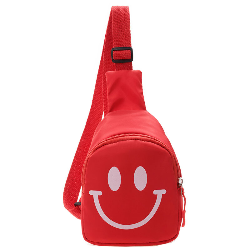 Bolsa de peito de nylon com rosto sorridente infantil, mini bolsa de ombro para meninos e meninas, presente de festa infantil, moda fofa