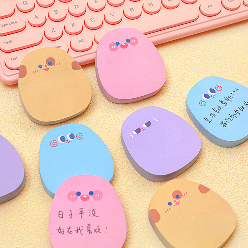 60 Sheets Kawaii Cartoon Memo Pad Cute Colored Emoticon Sticky Notes 6.5*5.8cm paper sticky notes