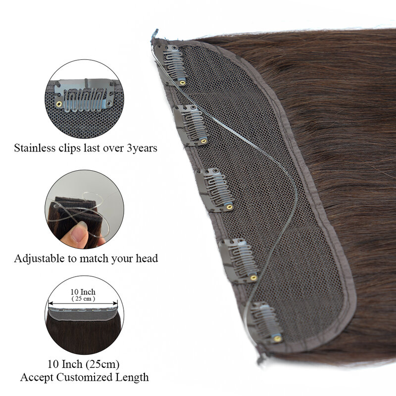 Doreen-extensiones de cabello humano, cabello europeo de 100g y 120g, con Clip Remy, con cable de pescado ajustable