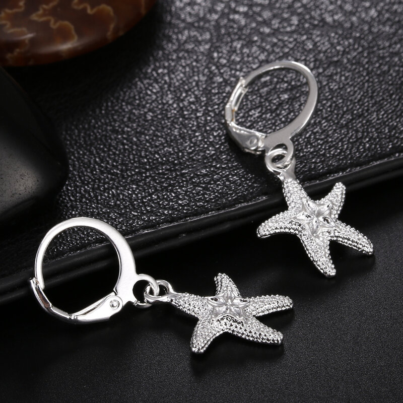 Fine 925 Sterling Silver Street fashion starfish earrings for women new Ear clip high quality party Jewelry Christmas Gifts