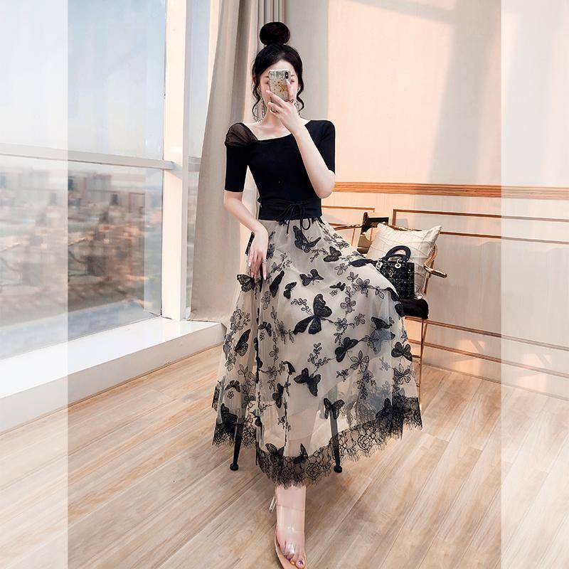 Summer Women Clothing Fashion Cute Butterfly Printed Mesh Skirts