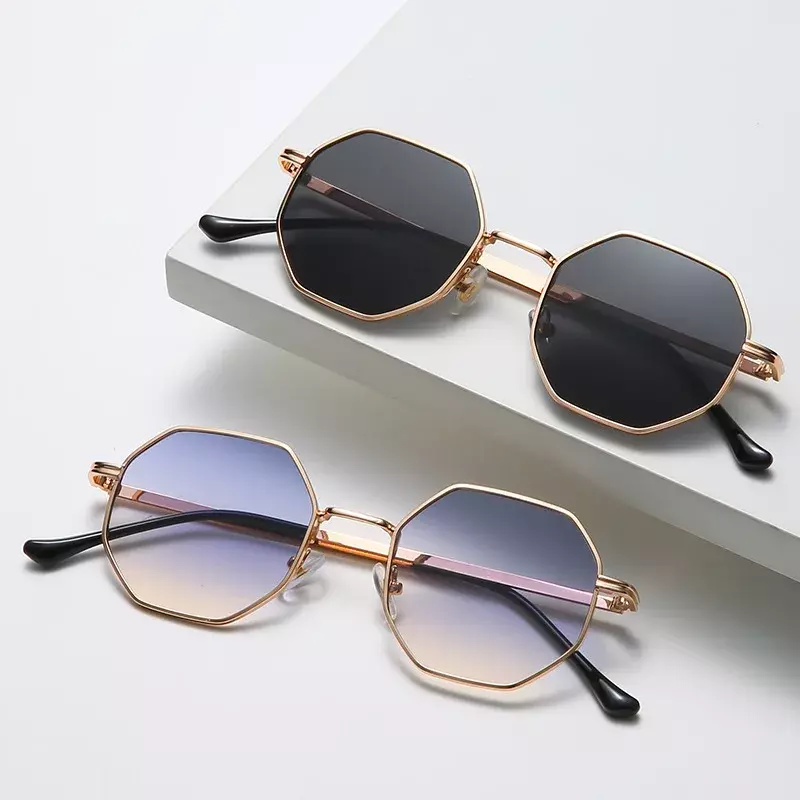 여성용 레트로 안경, 클래식 트렌드 럭셔리 운전 여행 안경, 브랜드 디자인, 2023 패션, 새로운 다각형 금속 선글라스, UV400