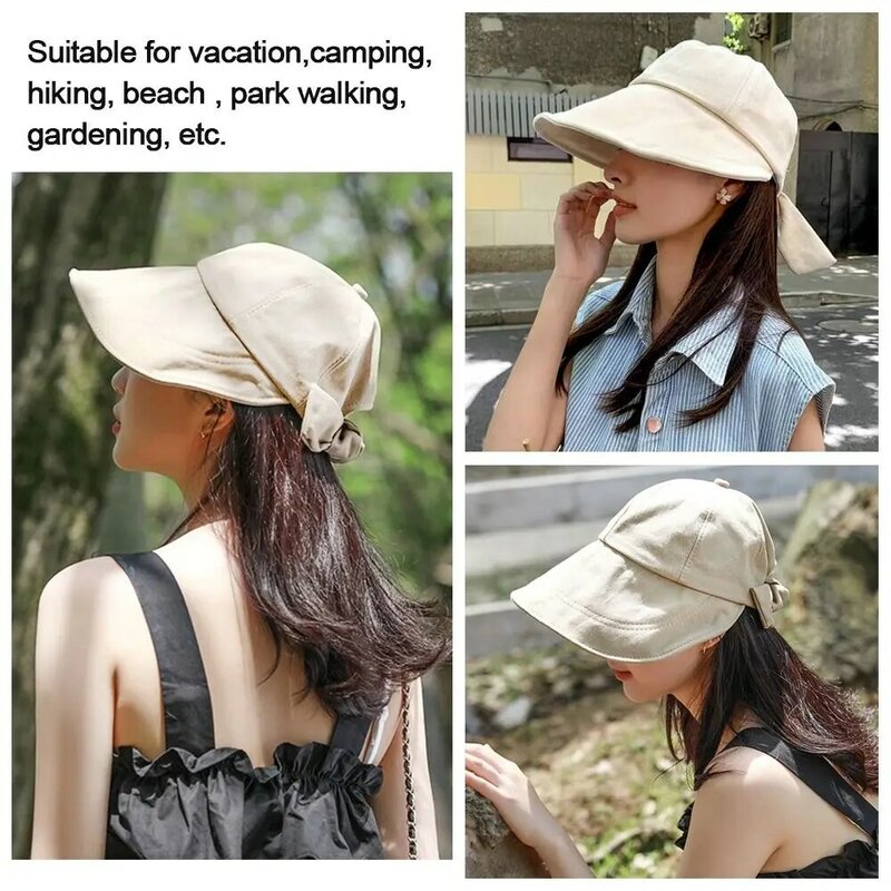 Spring Summer Cotton Soft Big Wide Brim Women Girl Fisherman Cap Sun Visor Hats Sun Hat Baseball Cap Bows Bucket Hat