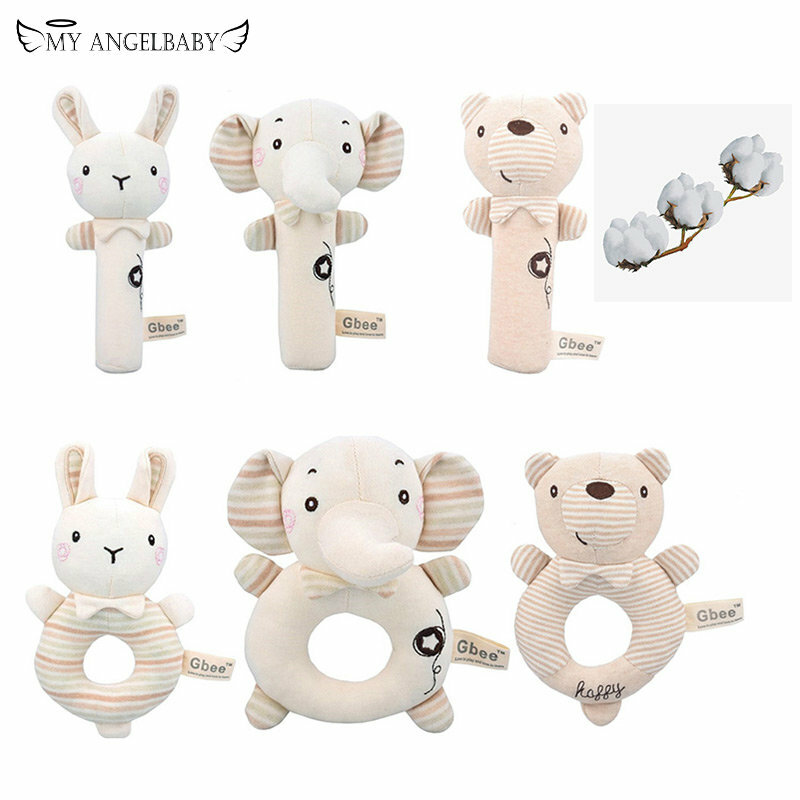 Cotton Baby Rattles Animal Hand Bell Rattle Soft Rattle Toy Baby Rattle Mobiles Baby Toys Cute Plush Bebe Toys  игрушки для