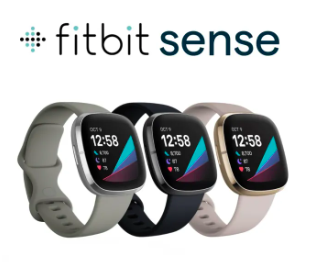 Smartwatch Fitbit Sense GPS wbudowany wyświetlacz AMOLED, nadajnik GPS, wykrywanie stresu i śledzenie