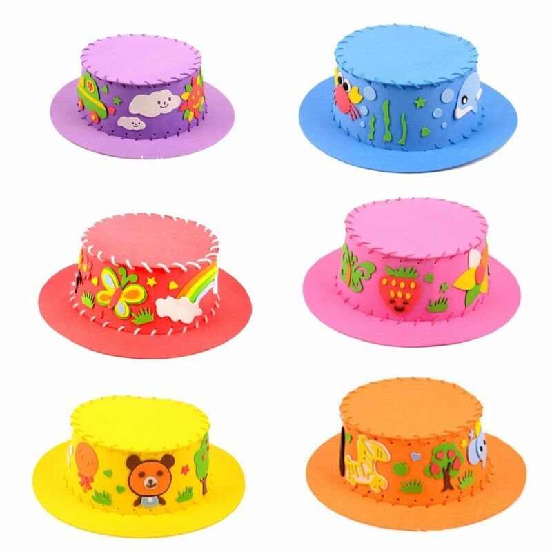 Eva Handmade tecelagem chapéu para jardim de infância, flores criativas, 3D artesanato brinquedos, tecelagem