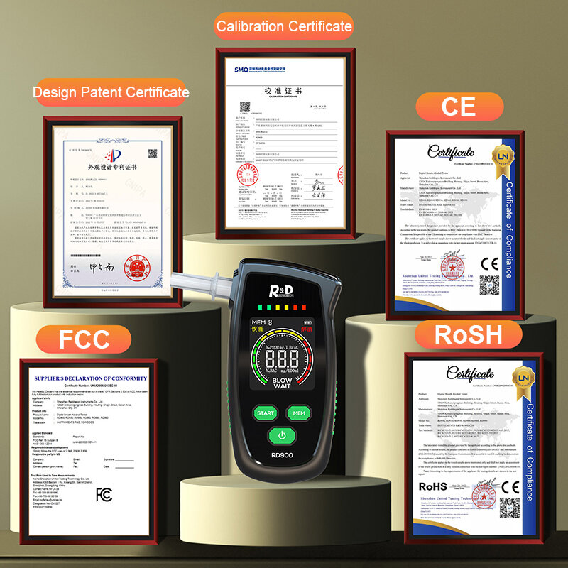 R & D RD900 Alkohol Tester Wiederaufladbare Digital Atem Tester Alkoholtester Gas Alkohol Detektor für Persönliche & Professionelle Verwenden