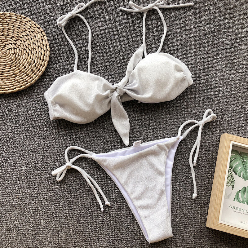 Conjunto de Bikini Sexy de 2 piezas para mujer, traje de baño femenino con Tanga, ropa de playa, traje de baño con Push-Up