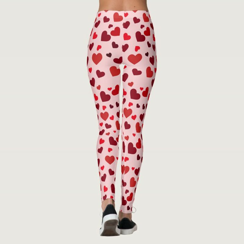 Leon Day-Leggings Taille Haute pour Femme, Pantalon de Yoga Décontracté, Amincissant, Motif Imprimé Amour, Style Décoratif