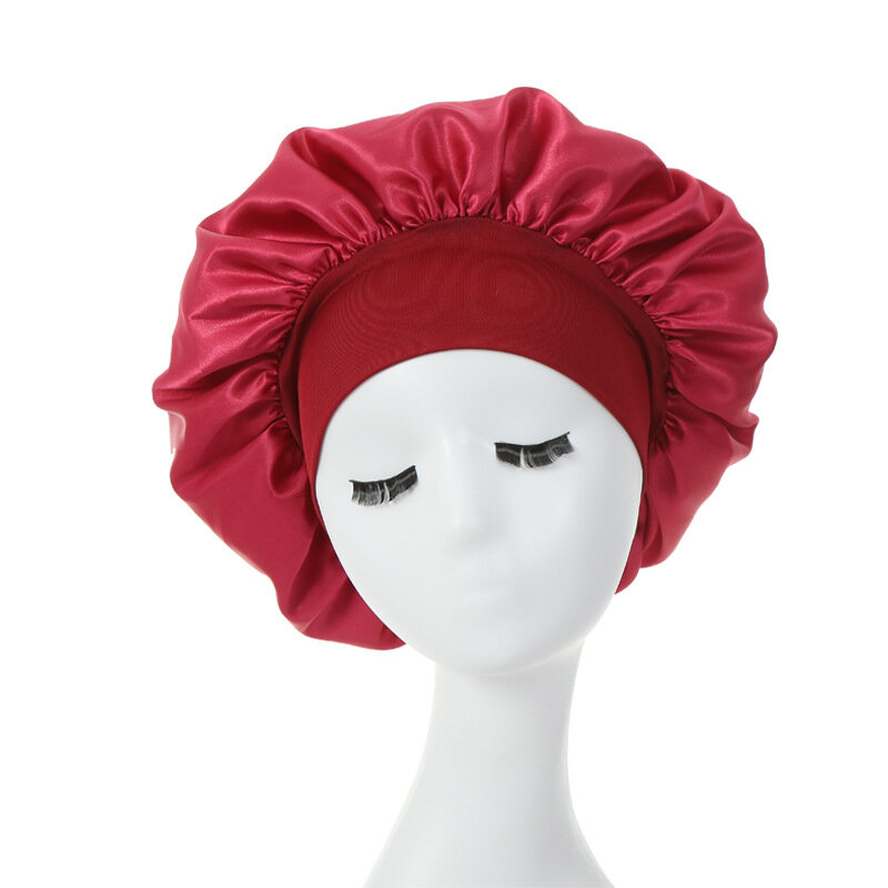 Penutup rambut lurus Satin halus, topi tidur Bonnet berjajar untuk Perlindungan Rambut keriting untuk wanita dan pria Semua malam