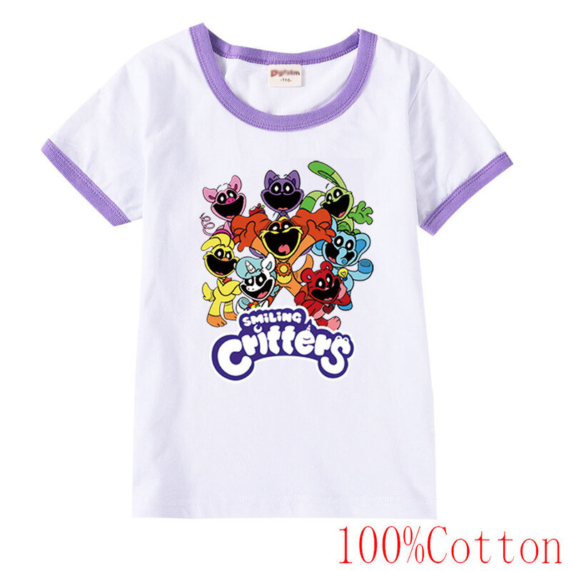 New Summer Smiling Critters Children T-Shirts Game Tee Shirt Kid Cartoons Kawaii Casual Clothes Boy Girl Tops Short Sleeve Tops