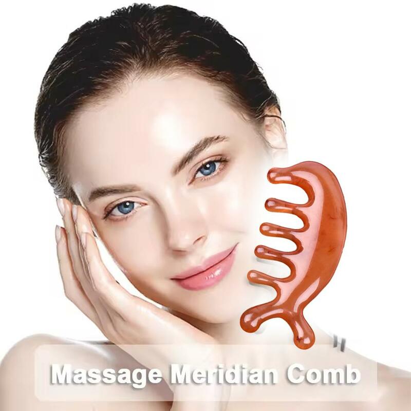 Body Meridian Massage Comb, sândalo, cinco dentes largos, circulação capilar, sangue, nova terapia, suave, antiestática, acupuntura, T3g8