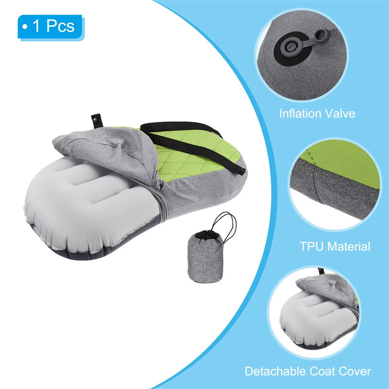 Funda de almohada inflable ultraligera, soporte Lumbar para dormir al aire libre, portátil, para acampar, senderismo, aviones, Viajes