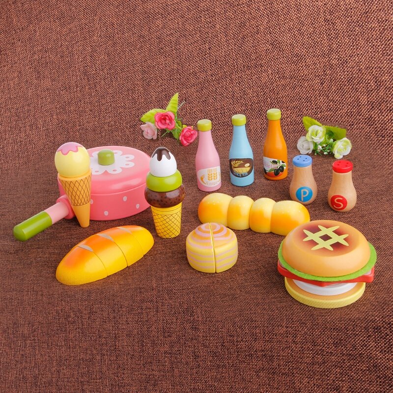 I bambini fingono il gioco di ruolo cucina frutta cibo giocattolo in legno Set da taglio regali per bambini giocattoli