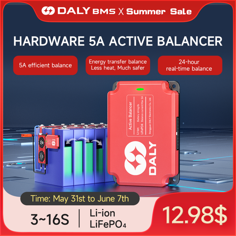 Daly BMS 5A Balancing Board 18650 Active Equalizer Balancer Lifepo4 3S 4S 8S 10S 13S 16S Active Balancer pacchi batteria al litio