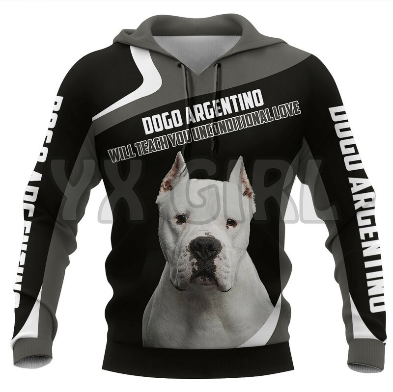 Dogo Argentino 3D Gedruckt Hoodies Unisex Pullover Lustige Hund Hoodie Casual Straße Trainingsanzug