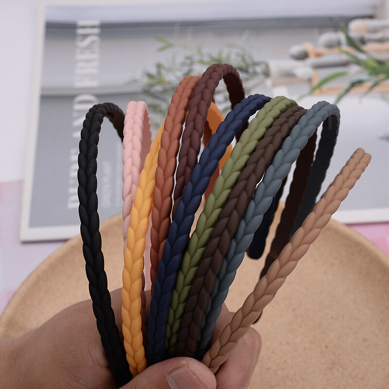 2023 New Fashion Frosted Solid Color Braid Headband Hairband Hair Accessories Headwear
