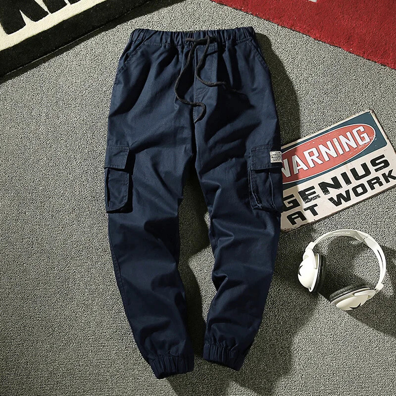 Men Clothing Streetwear Pants Fashion Loose Wide Leg Jeans Casual Printed Cross Trousers Pure Cotton Baggy