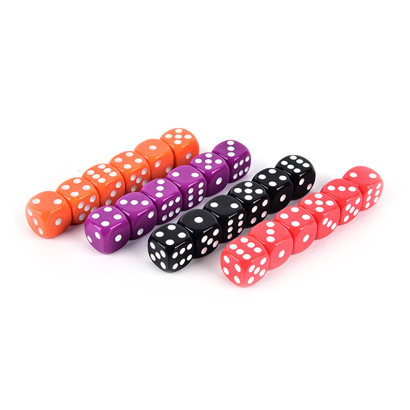 6 PCS 16MM Dices Rounded Corners Four-Color Transparent Dice BoardGame Drinking Digital Dice Gumbling Game