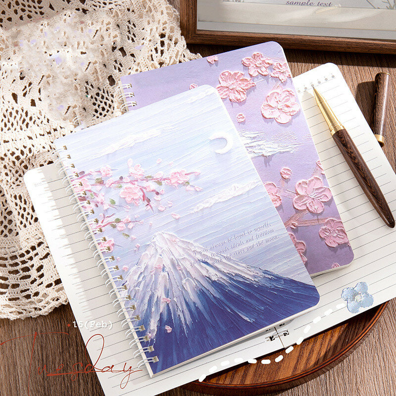Notebooks Aesthetic Oil Painting Cover Coil Book A5 Sketchbook Journals Diary Notepad Weekly Planner Office School Supplis 1pc