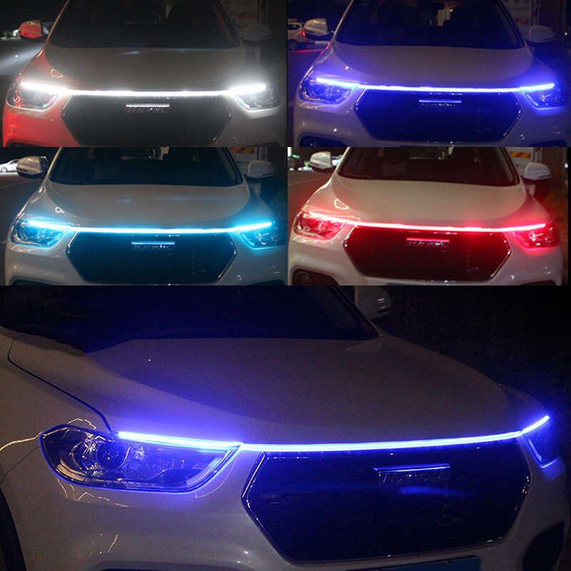 Skanowanie światła do jazdy dziennej LED maska samochodu rozpoczęcia dekoracyjne światła automatycznego prowadzenia osłona silnika DRL dekoracyjna lampa otoczenia 12V
