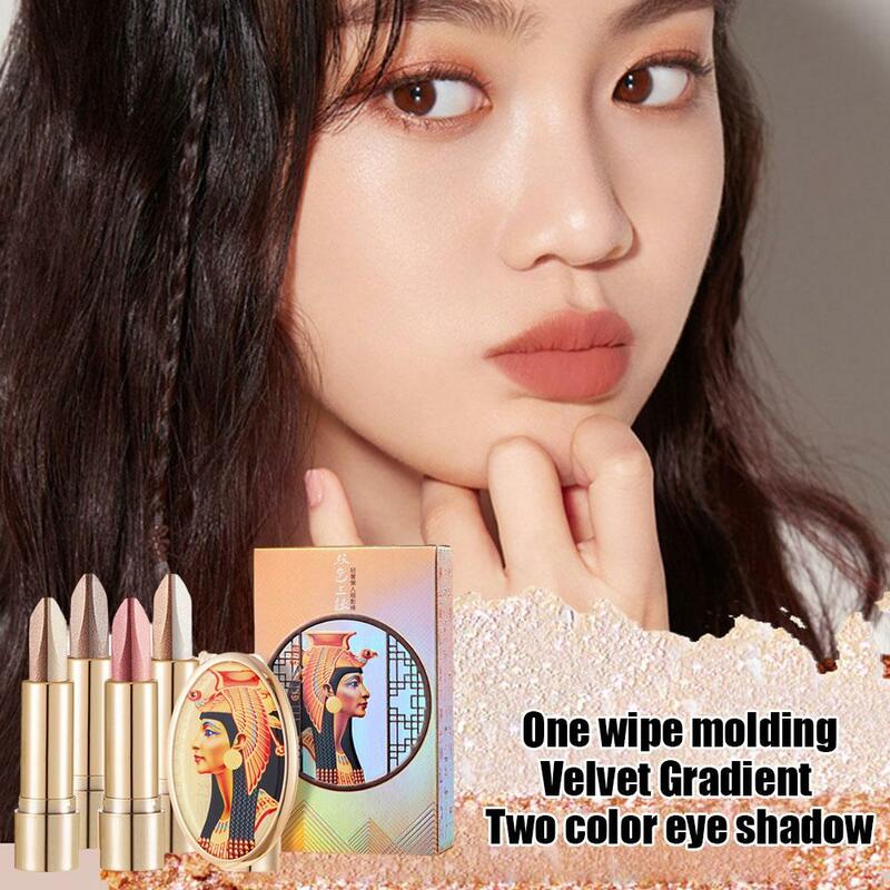 Barra de sombra de ojos de doble Color, brillo, herramienta de maquillaje Bicolor, brillo, belleza, cosméticos impermeables, I5a8