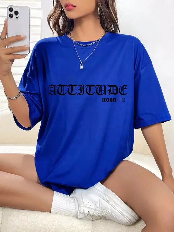 Short Sleeve T Shirt Summer Plus Size New Women's Letter Printed T-Shirt Short Sleeve Retro Cotton Casual  Top Shirts for Women