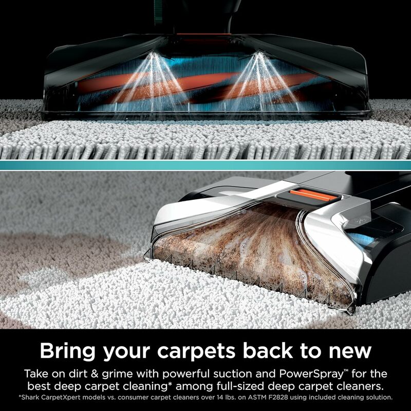 Акула EX201 CarpetXpert вертикальный очиститель ковровых покрытий и обивки с использованием нержавеющей стали, встроенный очиститель пятен и пятен,