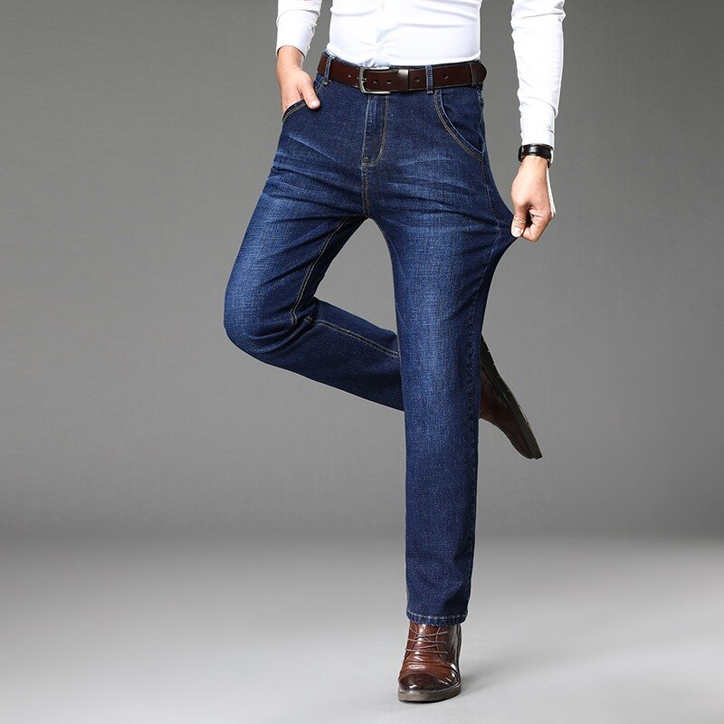 Pantalones vaqueros rectos de alta calidad para hombre, pantalón informal de negocios, trabajo diario, ligeramente elástico, 28-40, primavera y otoño