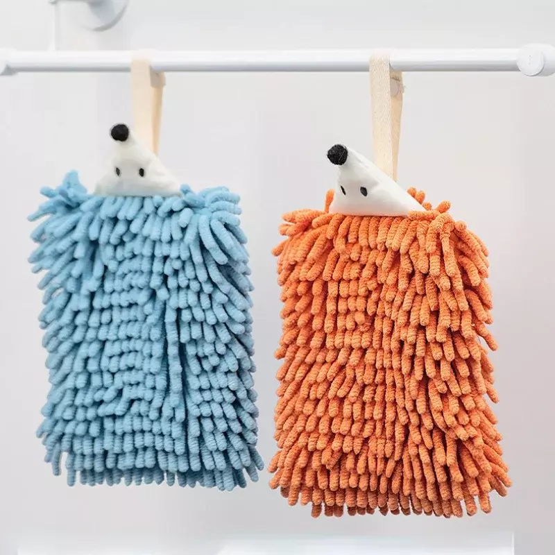 Chenille Hand Towels Kitchen Bathroom Towels with Hanging Loops Quick Dry Soft Absorbent Microfiber Towels Animal Hedgehog Cute