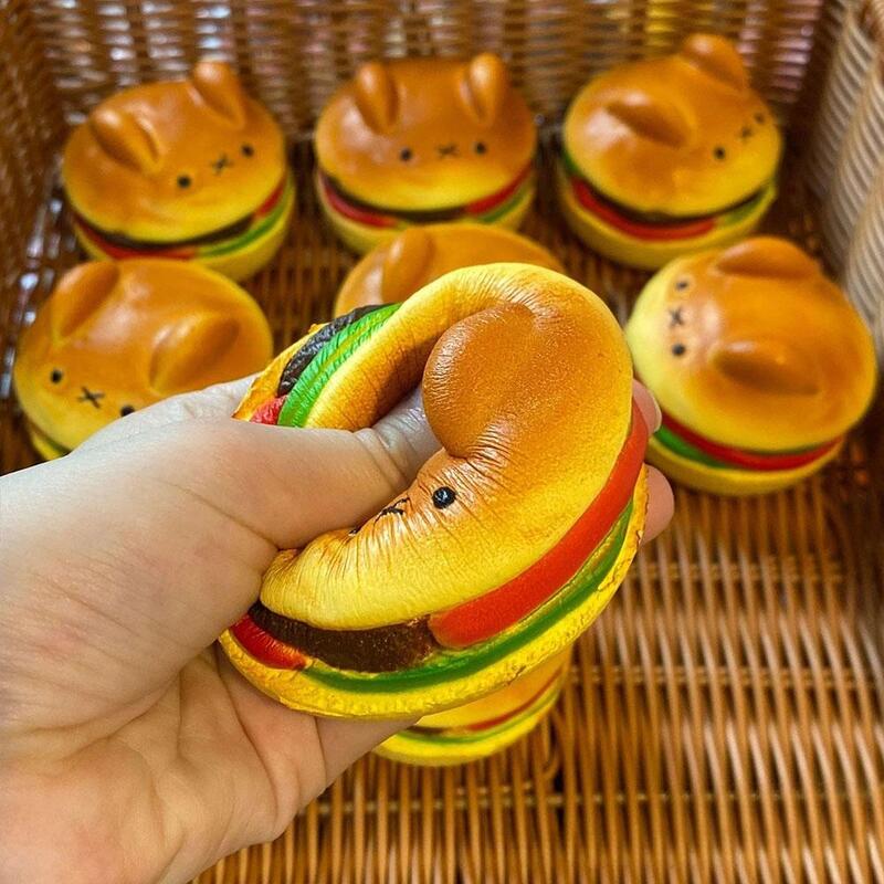 Puff Puppy Bear Burger Figures Stress Relief Toys Simulation Food Stress Relief Toys Slow Rising Holiday Party Decoration Kids