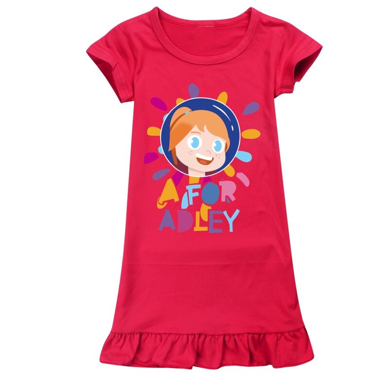 A For Adley-Robe de nuit à manches courtes pour enfants, robes décontractées pour bébés filles, vêtements d'intérieur pour enfants, chemise de nuit pour tout-petits, 2024