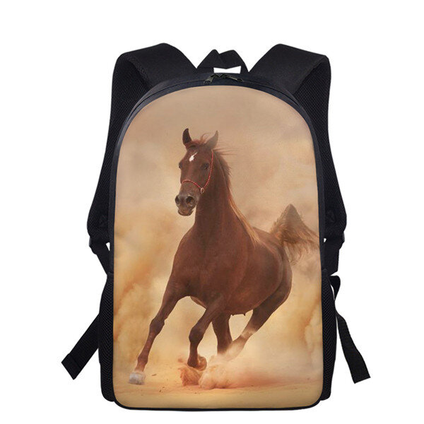 Mochila com estampa de cavalo para meninos e meninas, Sacos escolares de volta, bonito saco de viagem para crianças, presente bonito