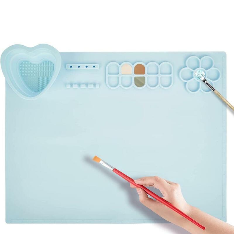 Silicone Paint Palettes Washable Anti-skid Craft Mat With Cleaning Cup For Painting Art Supplies Clay Crafts Toys DIY Creations