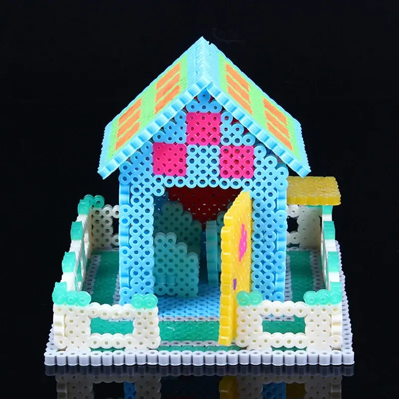 Set Kotak 24/72 Warna Mainan Manik-manik Hama 2.6/5Mm Perler Edukasi Anak 3D Mainan Diy Puzzle Manik Sekring Lembaran Pegboard Kertas Setrika
