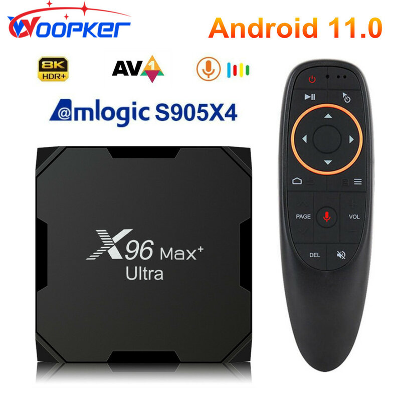 ТВ-приставка X96 MAX Plus Ultra 8K, Android 11, четырехъядерный Amlogic S905X4, 4 ГБ, 64 ГБ, AV1, медиаплеер с двойным Wi-Fi, BT, HDR 10, быстрая телеприставка