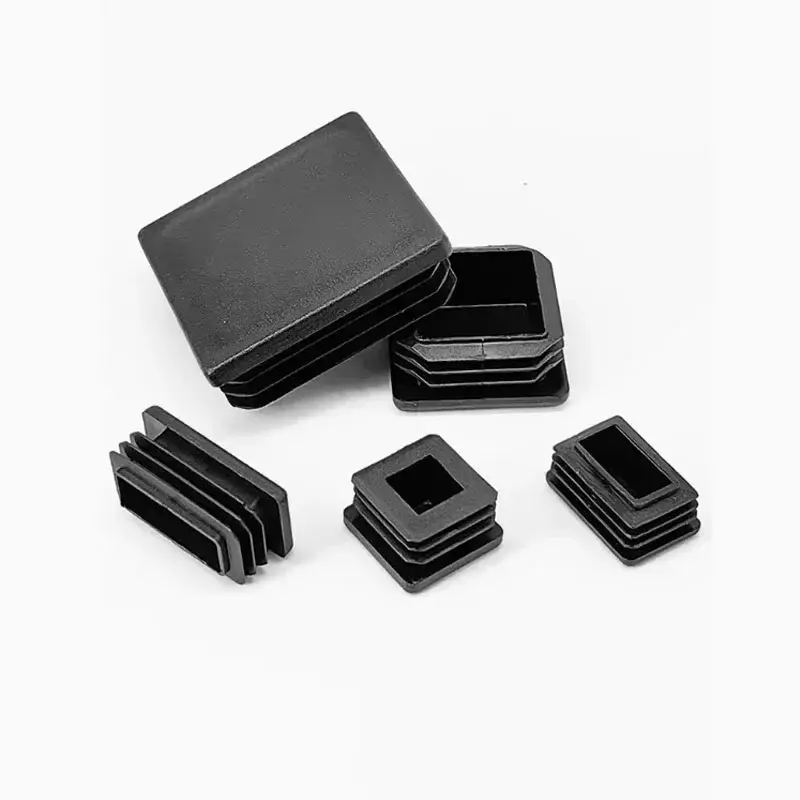 Bouchon de tuyau carré en plastique PE noir, bouchons d'extrémité d'obturation rectangulaires, inserts de bonde, coussin de pieds de chaise de table