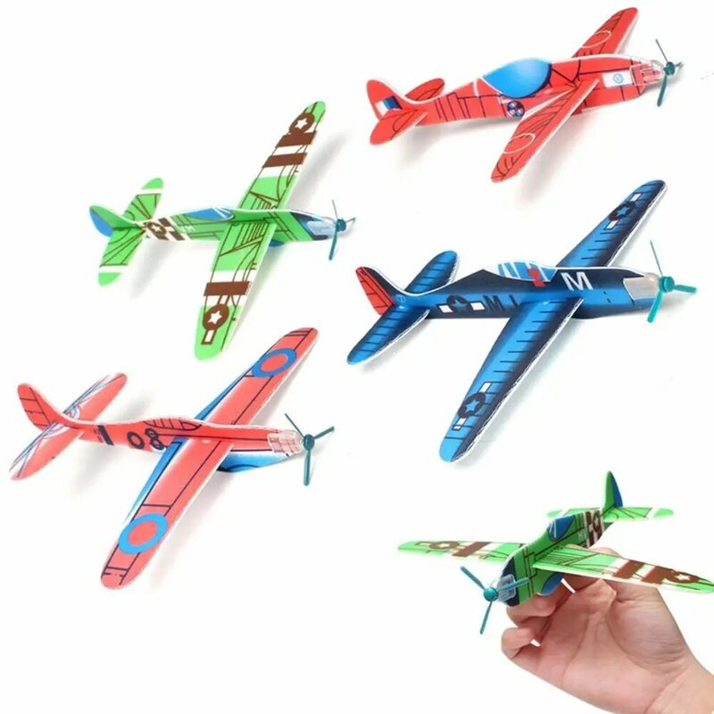 10 buah DIY hadiah anak pesawat lempar tangan mainan pesawat terbang Glider Model pesawat busa