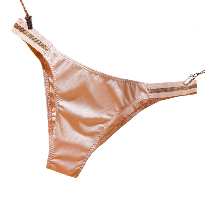 Tanga de Bikini con espalda en T para mujer, lencería lateral delgada de satén, ropa interior de tiro bajo sin costuras, bragas finas transpirables