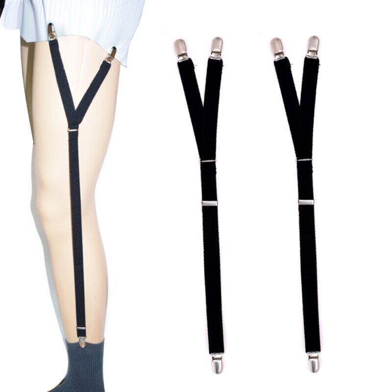 2Pcs/Set Y Style Elastic Leg Suspender Strap Shirt Stays Non-slip Locking Clamps New Dropship