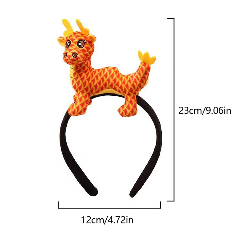 Chinese Zodiac Dragon Cartoon Headband, Acessório Bonito Do Cabelo, Engraçado Foto Props, Hairband Plush Acessório, Criança, 1Pc
