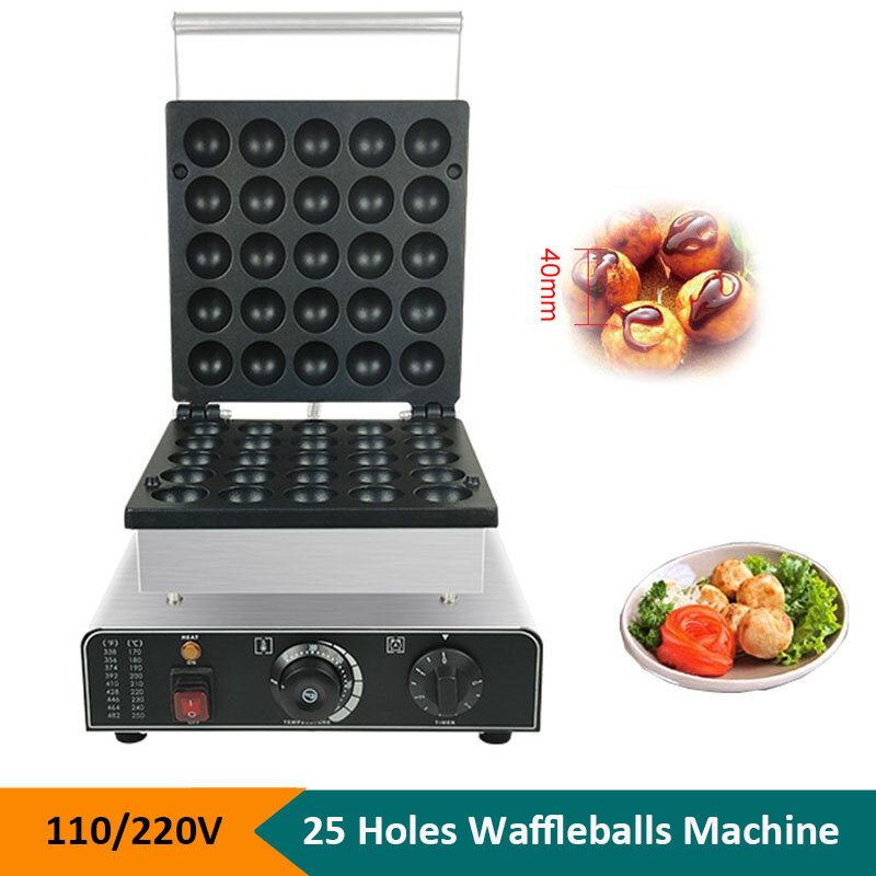 Máquina Elétrica de Fazer Waffles, Máquina de Waffles, Bola Redonda, Eletrodomésticos, 4cm, 2600W