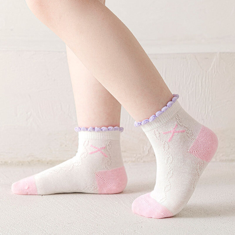 5 Pairs/Lot Children Cotton Socks Teen Girl Boy Baby Student Fashion Mesh Soft Cute Cartoon For Summer 1-12 Years New Kids Socks