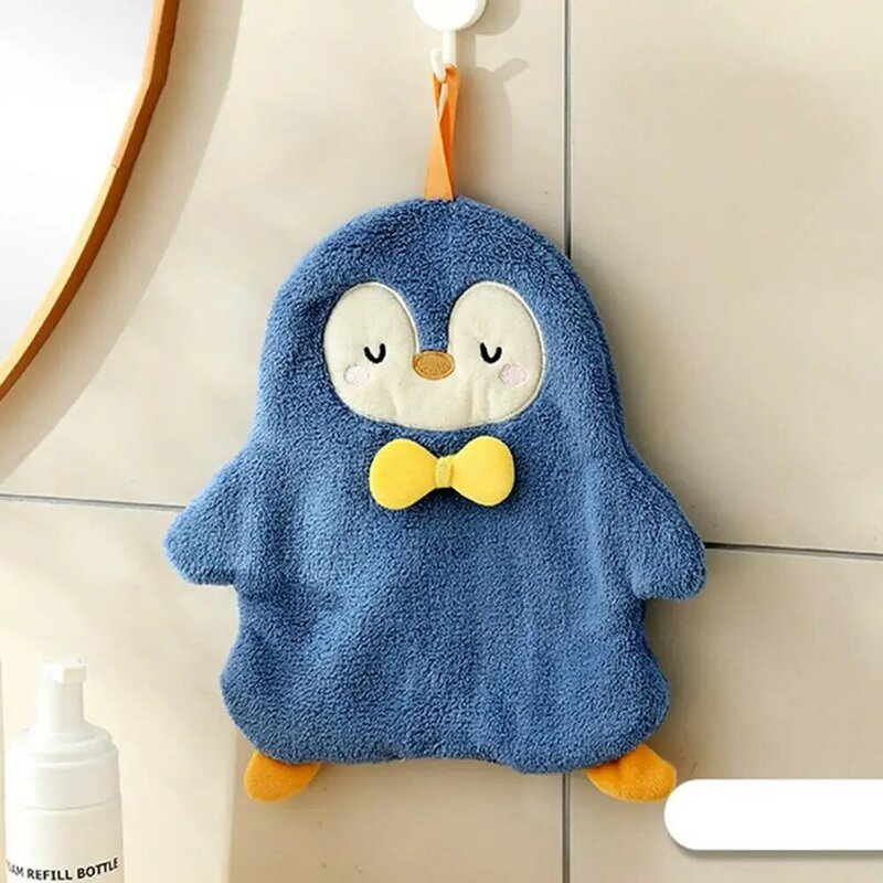 Cartoon Design Towel Soft Thick Coral Fleece Hanging Hand Towel Cute Design Quick Drying Super Absorbent for Bathroom Kitchen