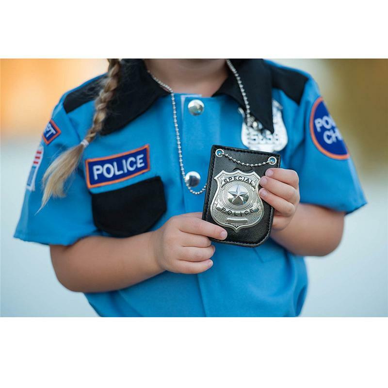 US Police Badge Costume Party Dress Up Acessórios Especial Cop Badge Com Corrente Para Sacos de Roupas Chapéus Role Pretend Play Supplies