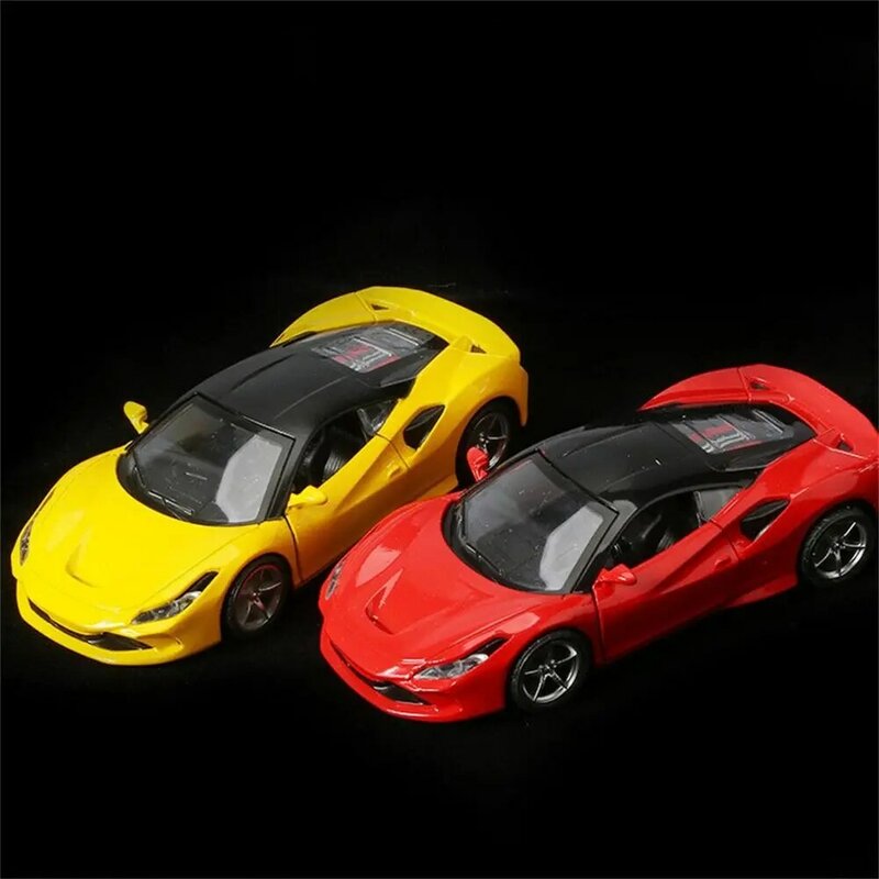 Model mobil simulasi mainan paduan logam, kendaraan mainan tarik mundur koleksi pintu Rebound olahraga mobil mainan anak-anak