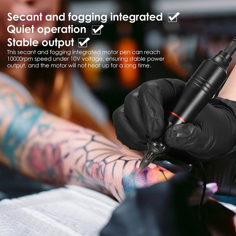 무선 회전식 문신 기계 펜 키트, 카트리지 바늘이 있는 DC 인터페이스, 영구 메이크업 문신 세트, 완전 세트