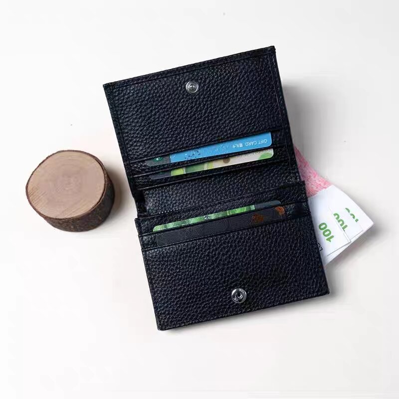 Tarjetero personalizado de cuero genuino para mujer, diseño de lujo, monedero diario, Mini billetera de negocios, moda informal